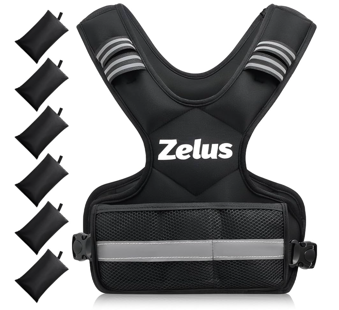 ZELUS Weighted Vest for Men and Women | 4-10lb Vest with 6 Ironsand Weights for Home Workouts | Adjustable Body Weight Vest Exercise Set for Cardio and Strength Training