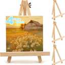4PCS 9 Inch Wood Easels, Tripod, Painting Party Easel, Kids Student Tabletop Easels for Painting, Easel Stand for Painting Canvases, Portable Canvas Photo Picture Sign Holder.