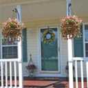 Artificial Hanging Flowers Plants for Outdoor Spring Decoration,2 Pcs Faux Silk Daisy with Eucalyptus Leaves,UV Resistant No Fade Look Real Violet for Outside Home Indoor Decor (Pink+Rose Red)