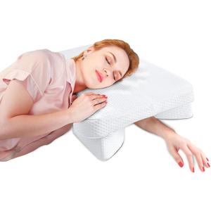 SAHEYER Side Sleeper Pillow with Arm Hole, Ergonomic Memory Foam Shoulder Pillow for Neck Pain Relief, Multi-Angle Armholes for Many Sleeping Positions, Support for Neck and Shoulder