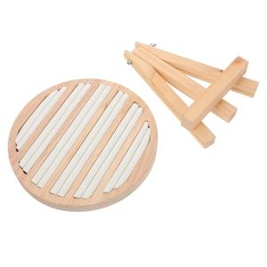 STARVAST 2PCS Circle Coward Bamboo Ring Display Holder, Jewelry Storage Tray Organizer Ring Stand For Home Desk or Shop Store Selling Show(beige), with Tripod
