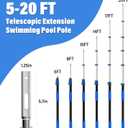 5-20 FT Telescopic Pool Pole, Aluminum Alloy Extension Pole with Flip-Lock & Screw Lock, Adjustable Pool Pole for Skimmer Nets, Brushes & Vacuum Heads