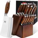 MSY BIGSUNNY Knife Block Set 17-piece Knife Set with Wooden Block - German Steel Perfect Cutlery Set Gift