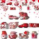 2 x Leinuosen 50 Pcs Christmas Wood Ornaments Vintage Christmas Wooden Hanging Ornaments Xmas Tree Hanging Decoration Set for Xmas Holiday Party Decorations(Love Heart) (Pink)