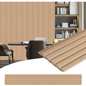 8-Pack 3D Slat Wall Panels Soundproof Faux Wood Wall Panels for Interior Décor, 48.2" x 6.3", Modern Wall Cladding for Living Room, Bedroom, Office Oak Finish