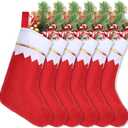 AMAZING TIME 40 Pcs 17" Felt Christmas Stocking Bulk, Red Christmas Socks Bulk with White Cuff Golden Trim, Christmas Hanging Ornaments Xmas Decoration for Mantel Door Window Holiday Home Dcor