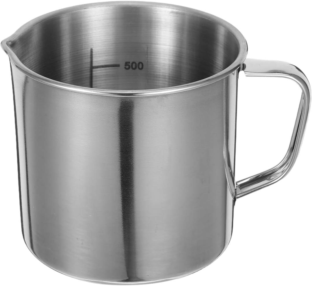 Hemobllo Stainless Steel Measuring Cup with Internal Scale, 16oz Professional Graduated Beaker Mug with Spout for Laboratory & Kitchen, Metal Chemical Measuring Cup for Science, DIY Soap Making,
