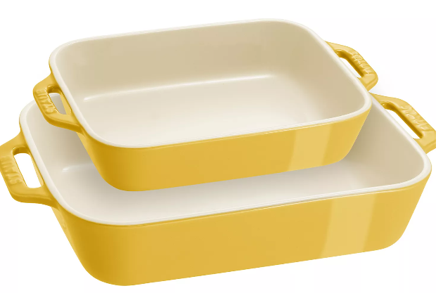 Ceramics Rectangular Baking Dish Set, Color Yellow