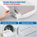 Zakkart Foldable Cat Hammock for Window - Cordless, Embeded Machine Washable Bed, Robust Metal Frame - Cat Window Perch for Large Cats and Kittens (White Bolster Bed, Large)