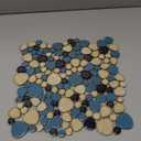 Pebble Tiles 5 Sheets, Aqua Teal Blue Mosaic Tiles for Accent Wall Backsplash, Pebble Tile for Bathroom Shower Floor