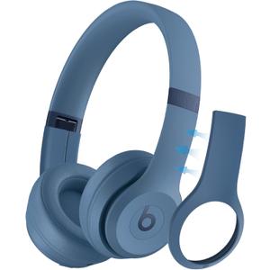 Beats Solo 4 Accessories: Silicone Case with Telescopic Beam Cover, Anti-Scratch, Washable Protective Covers - Blue