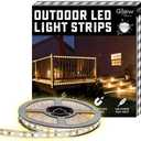 Gabba Goods Outdoor/Indoor Weatherproof 10 Foot Long LED 10ft Light Strips with Warm White Light, Self-Sticking Magnet and Carrying case- 10 feet Long