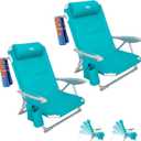 #WEJOY Folding Beach Chair for Adults, 4-Position Aluminum Lightweight Beach Chair, Low Sands Chairs with Shoulder Strap, Cup Holder and Padded Headrest, Supports 265lbs for Lawn