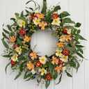 Jobflower Spring Wreath, 24" Daisy and Lavender Wreath,Beautiful Artificial Summer Wreaths for Front Door, Porch, Fireplace, Indoors and Outdoor Home Decoration