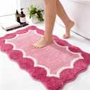 Cute Scalloped Rose Pink Bathroom Rugs Mat,Non Slip Absorbent Quick Dry Bath Mats for Shower Room,Microfiber Bath Mats for Bathroom Floor Washable Carpet for Shower Tub Sink Bedroom,20"x32" (1'8" x 2'8" (Rectangular))