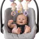 Itzy Ritzy Spiral Car Seat & Stroller Activity Toy - Stroller & Car Seat Toys for Ages 0 Months and Up - Hanging Toys Include Dangling Ring, Mirror and Textured Ribbons (Pastel Rainbow)