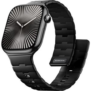 Bandletic Magnetic Silicone Watchband Compatible with Apple Watch Band 44mm 45mm 46mm 49mm 42mm 41mm 40mm 38mm Men Women, Strong Magnet Sport Strap for iWatch Series 11 10 9 8 7 6 5 4 Ultra SE 3 2 1