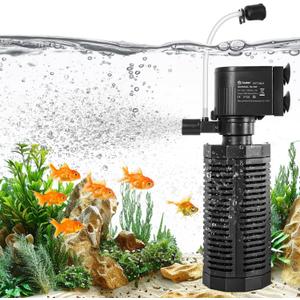 Aquarium Internal Filter for 10-50 Gallon Tanks, 13W Power Biochemical Sponge Fish Turtle Tank Filter with Aeration System, Silent Submersible Filters, 212 GPH