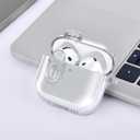 (with Safety Lock) Clear Case Compatible with Cute Apple Airpods 4 Cases 2024 Women, VISOOM Soft TPU Transparency Air pods 4 Gen Case iPods 4 Earbuds Case Girl Bling Keychain for Airpod iPod 4th Gen