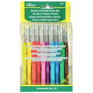 Clover 3672 Amour Crochet Hook Set, 9 Sizes