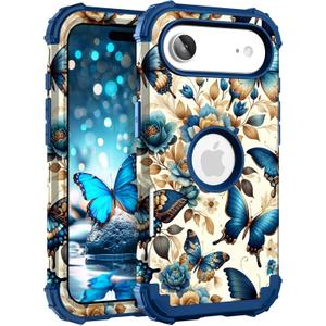 Hocase Heavy Duty Case for iPhone Air 6.5"", Blue Butterflies