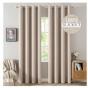 MIULEE 100% Blackout Linen Textured Curtains for Bedroom Solid Thermal Insulated Natural Beige Grommet Room Darkening Curtains & Drapes Luxury Decor for Living Room Nursery 52 x 84 Inch (2 Panels)