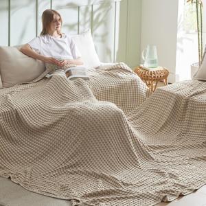 Bedsure Cooling Cotton Waffle Oversized King Blanket - Lightweight Breathable Blankets Rayon Derived from Bamboo for Hot Sleepers, Luxury Throws for Bed and Sofa, Taupe, 120x96 Inches