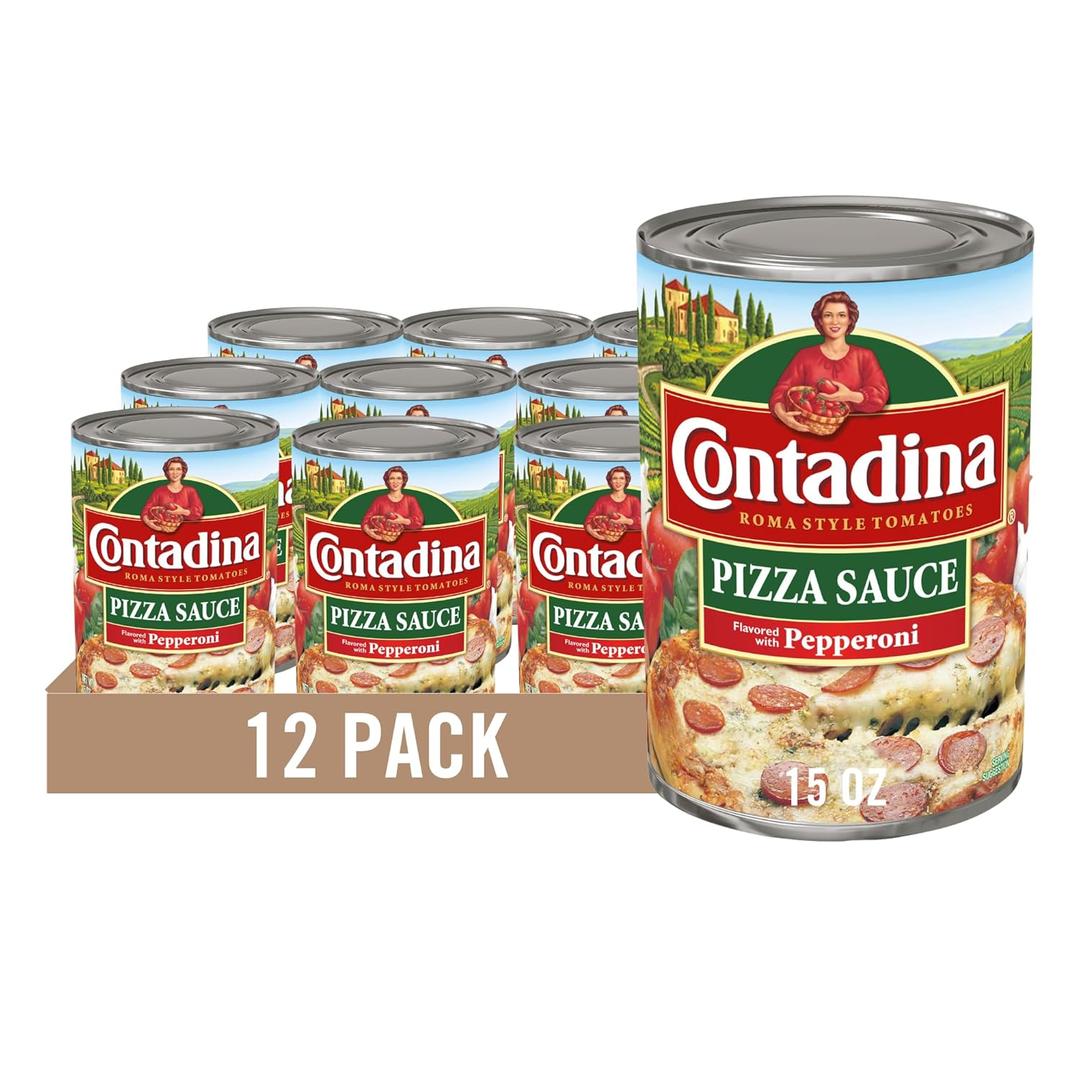 Contadina Roma Style Pizza Sauce Flavored with Pepperoni, 15 oz. Can (pack of 12) (EXP 05/28/28)