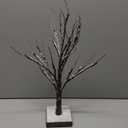 Hairui Lighted Tabletop Artificial Small Tree Snow Dusted 24 LED 18IN Battery Operated with Timer Indoor Use for Halloween Christmas Tree Decoration