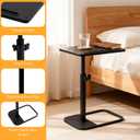 jessie Tv Tray C Table, Adjustable End Table for Couch 360 Swivel C Shaped End Table with Phone Tablet Slot for Living Room, Sofa, Bedside, Bathroom (Black)
