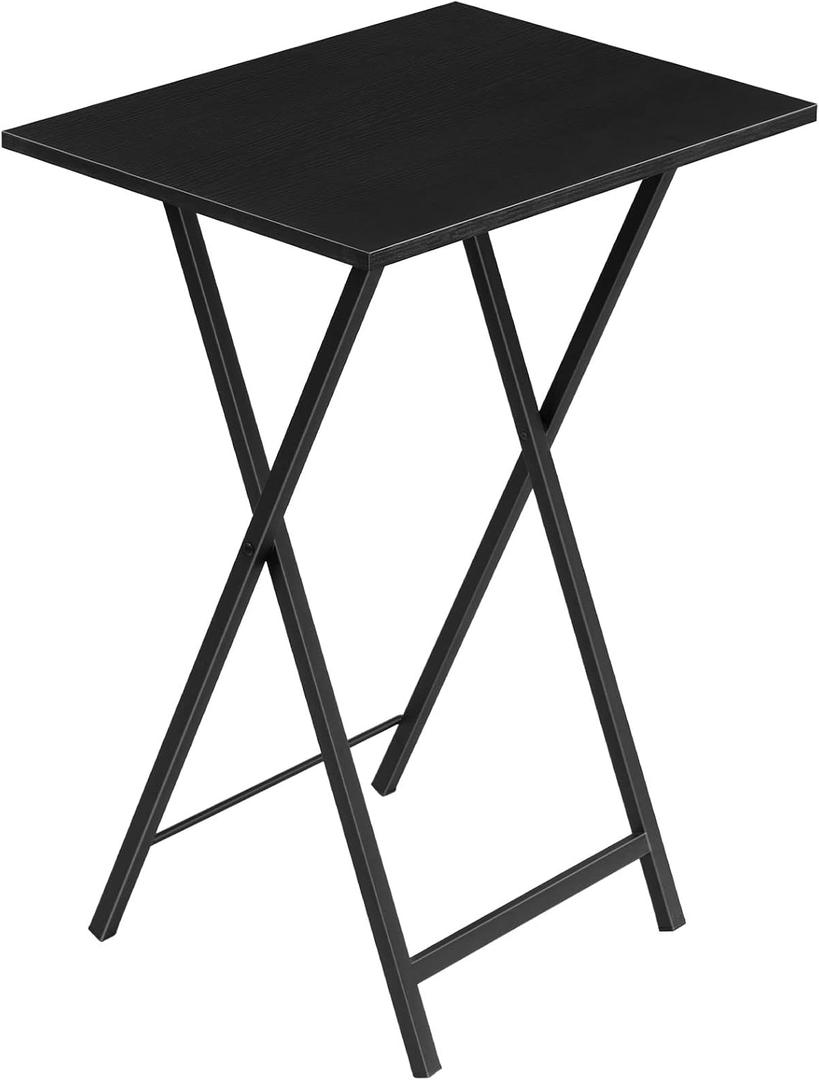 HOOBRO Folding TV Tray Table, Stable Snack Table for Small Space, Portable Sofa Side Table, Easy Assembly and Storage, Ideal for Snacks and Meals in Living Room, Black BK15BZ01, 18.9l X 14.2w X 26.2h