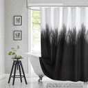 Fabric Shower Curtain, Black and White Cloth Shower Curtains for Bathroom, Modern Waterproof Bathroom Curtains, 78" W x 72" H