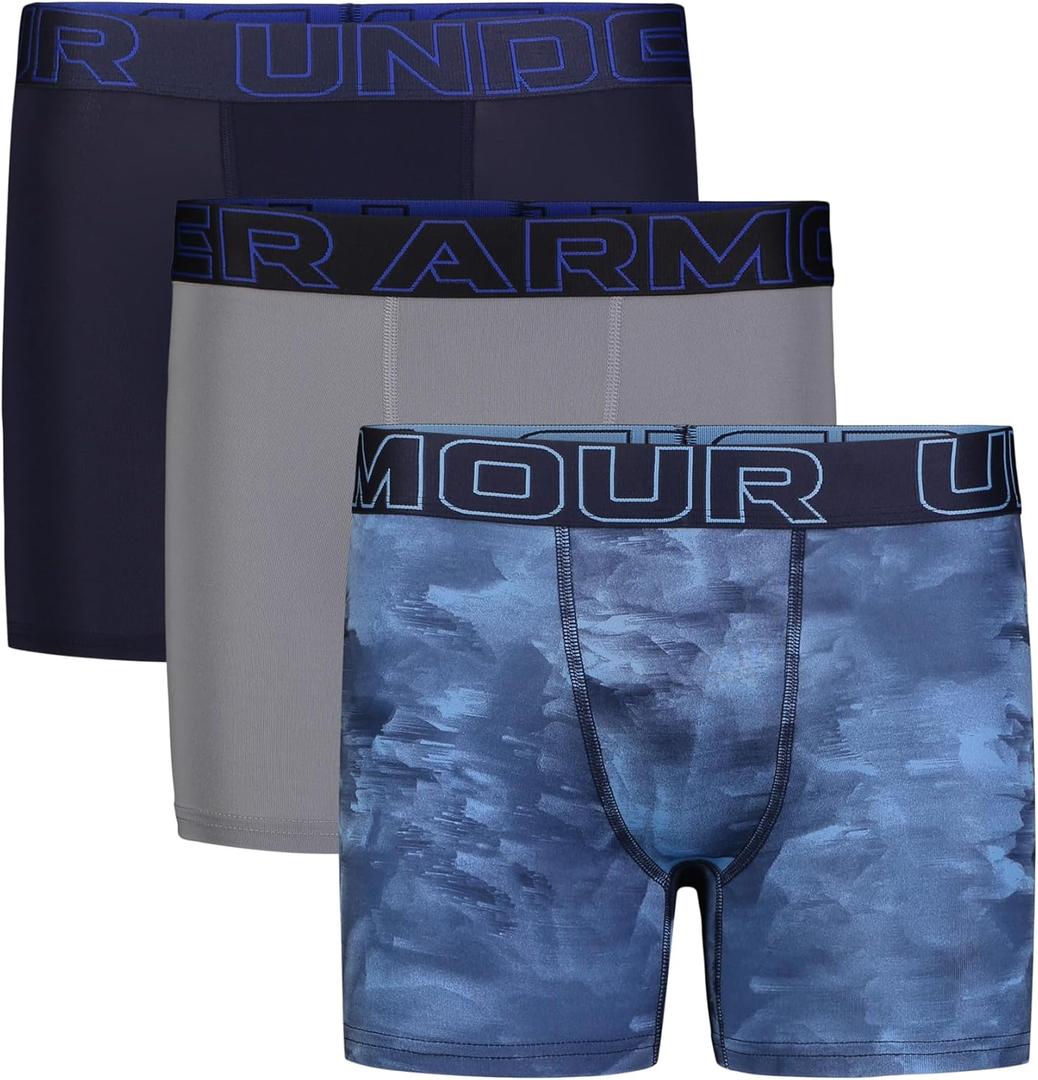 Under Armour Boys' Big Performance Boxer Briefs, Lightweight & Smooth Stretch Fit (Windstream Print Three Pack), XL