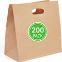 PAICUIKE 200Pcs 11x6x11 Brown Kraft Paper Bags with Handle - Tote Grocery Bags Bulk for Restaurant, Bakery, Retail, Takeout