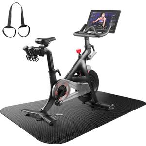 Bike Mat, Exercise Mat for Carpet & Hardwood Floors, Cushioned, Black