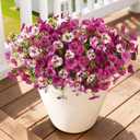 Artificial Fake Pansy Flowers for Outdoor, 12 Pcs Faux Silk Pansies Flower for Spring Summer Decoration, UV Resistant Fake Plants for Outside Planter Porch Yard Patio Home Decor(Gradient Double Pink)