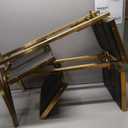 Multifunctional 2-Tray Utility Cart on Wheels - Gold 2-Level Medical Trolley Cart - Mobile Storage Tray Cart for Dental Tools, Cavitation Machine, Salon Supplies - Brass Foldable Storage Trays, Pack of 2