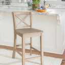 Linon Torino Rustic Greywash Wood X Backed 24 inch Seat Height Counter Stool, Standard