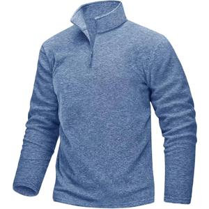 TACVASEN Mens Quarter Zip Sweatshirt Long Sleeve Pullover 1/4 Zip Up Golf Shirt for Men Winter Fleece Lined Thermal Sweater (Blue, S)