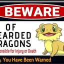 Beware of Bearded Dragons Sign - Fun Tank Accessory and Decor for Bearded Dragon Enthusiasts | Humorous Warning Sign for Reptile Room, 12" * 8" (036)