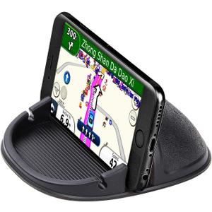 Car Cell Phone Holder Dashboard Phone Mount - Anti-Slip Silicone Pad Phone Stand Compatible with iPhone, Samsung, Android Smartphones (Black)