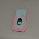 Case Compatible with iPhone 15 Pro Max, Shockproof Impact Resistant with Slide Lens Protective Cover Case for iPhone 15 Pro Max 6.7 inch (Pink Green)