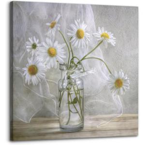 Bathroom Wall Decor Canvas White Flower Modern Wall Art for Living Room Large Size Painting Picture Artwork Wood Framed Wall Art Easy to Hang Size 20 X 20 in