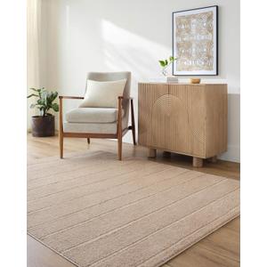 Livabliss x Our PNW Home Cascade Minimalist Striped Area Rug, 2'7" x 7'3", Taupe