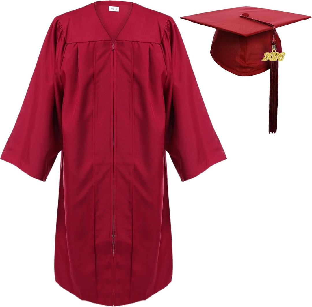 Newrara Graduation Gown Cap Tassel Set (XX-Large 57(6'0"-6'2"), Maroon)