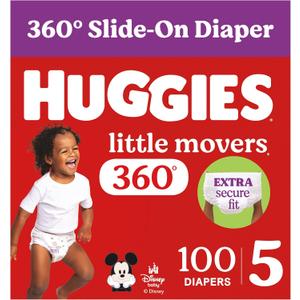 Huggies Little Movers HuggFit 360 Diapers Size 5, 100 Count