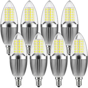 gezee LED Candelabra Bulb, Non-Dimmable, 100 Watt Equivalent, 12W LED Candle Bulbs, Daylight White 6000K, 120V, 1200Lumens, E12 Base, Chandelier Bulbs(8-Pack)