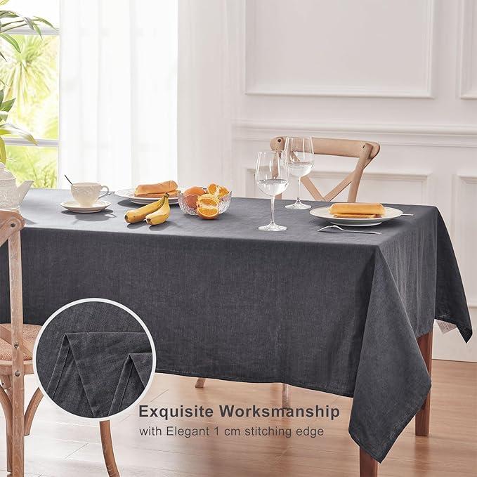 TOSMO 100% French Linen Tablecloth, Washable Farmhouse Rectangle Table Cloth for Kitchen, Dining, Party, Cocktail, Indoor and Outdoor Daily Use(52''x70'',Charcoal Grey)