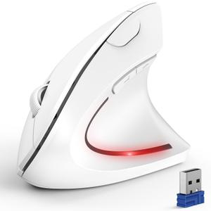 TECKNET Ergonomic Mouse, Wireless Bluetooth Vertical Mouse, 4800 DPI Optical Tracking, 6 Adjustable DPI, Quiet Clicks, 2.4GHz with USB A Receiver, 12 Months Battery, 6 Buttons, Wide Compatibility (White)