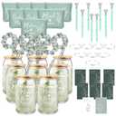 Irenare 48 Pcs Bridesmaid Proposal Gifts Maid of Honor Gifts Bridal Shower 16oz Glass Cups Cosmetic Makeup Bags Invited Cards Scrunchies Hair Knotted Bracelets Diamond Pens (Green)